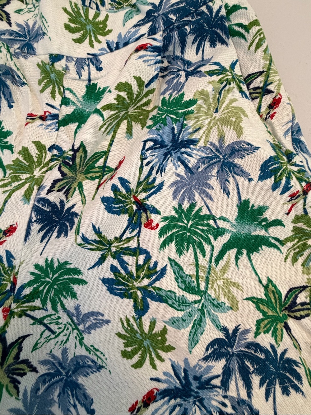 Monteau White Palm Print Linen Blend Women’s Shorts with Green & Blue Size Small - Picture 3 of 7